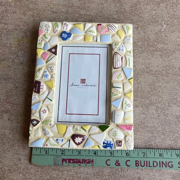 Boho Mosaic Broken Porcelain Tile Picture Photo Frame Home Interiors Beachy - Picture 4 of 6